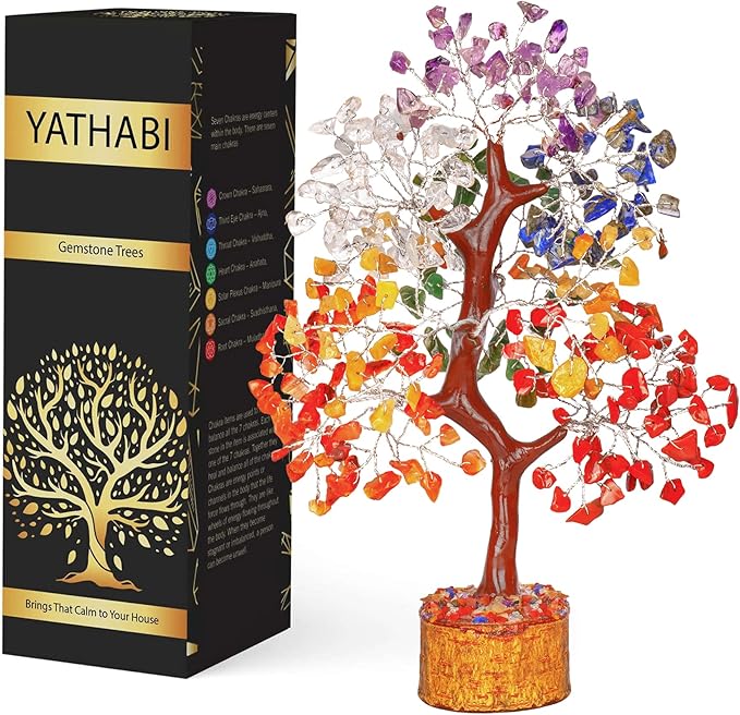 Seven Chakra Crystal Tree for Positive Energy - Feng Shui Tree of Life Decor - Good Luck Gifts - Crystals and Stones - Spiritual Items - Housewarming Gifts for Women