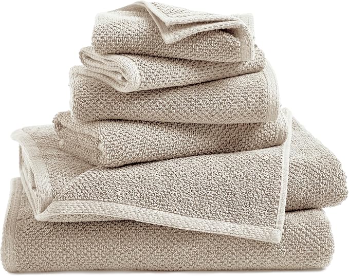 Great Bay Home Taupe Bath Towel Set – 100% Cotton 6-Piece Set, Absorbent & Quick-Drying, Soft & Durable