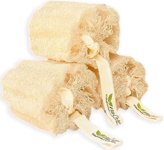 NileCart Natural Loofah Pack of 3 Egyptian lufa Body Scrubber - A Natural Body Exfoliator Scrubber Loofah for Men & Women Made of Egyptian Luffa Sponges for Bath & Shower lufa Sponge.