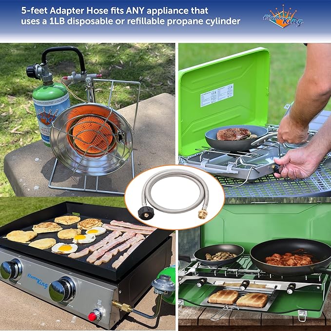 Flame King Gas Hauler Pro Kit - Insulated Protective Carry Case, 5LB Propane Tank with Built-in Gauge and 5-FT Adapter Hose for Camping and Outdoor Adventures