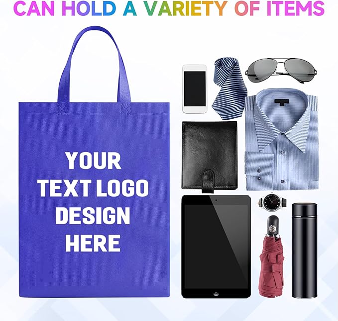 Custom Tote Bags with Your Logo, Personalized Reusable Shopping Bags for Shopping Business
