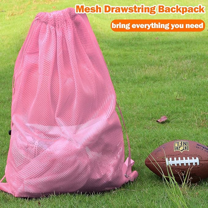 2 Packs Swim Bag Mesh Drawstring Backpack Oversized 18" x 26", Large Mesh Drawstring Backpack for Beach, Swimming, Gym, and Workout Gear (Pink)