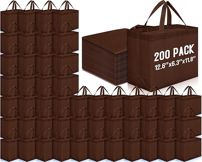 Windyun Reusable Grocery Bags Large Non Woven Shopping Bags with Handles Foldable Portable Tote Bulk, 12.6 x 11.8 x 6.3 Inch
