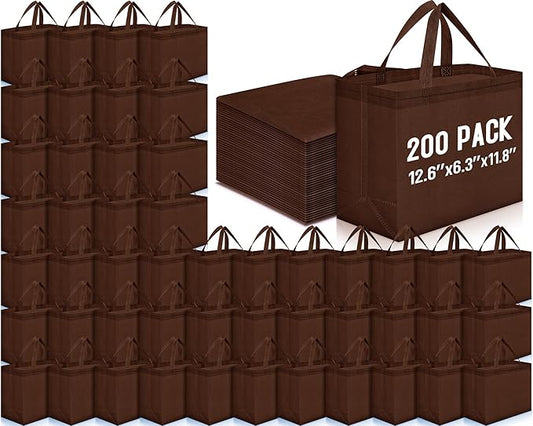 Windyun Reusable Grocery Bags Large Non Woven Shopping Bags with Handles Foldable Portable Tote Bulk, 12.6 x 11.8 x 6.3 Inch