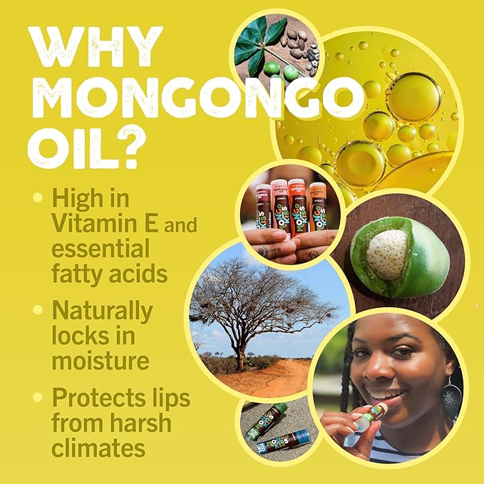 Eco Lips Mongo Kiss 4 Pack Lip Balm - Strawberry Lavender & Coconut Variety - 100% Natural and Made in USA