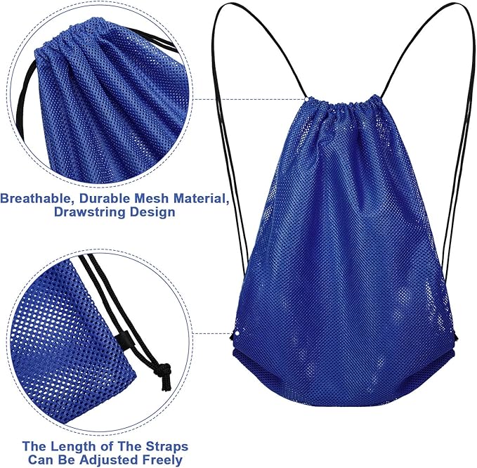 Frienda Mesh Drawstring Backpack Bag Multifunction Mesh Bag for Beach Swimming Gym Clothes, Travel, Workout Gear (Dark Blue)