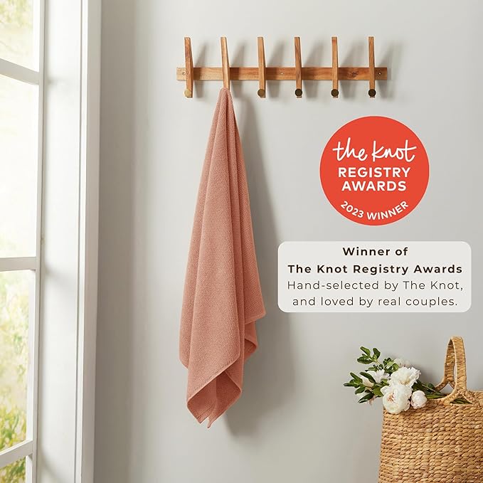 Great Bay Home Pink Washcloth- 100% Cotton 12-Pack 13x13 Wash Cloth - Absorbent, Quick-Drying, Durable Face Towels for Bathroom Decor - Low-Twist, Two-Ply Fibers (Dusty Rose)