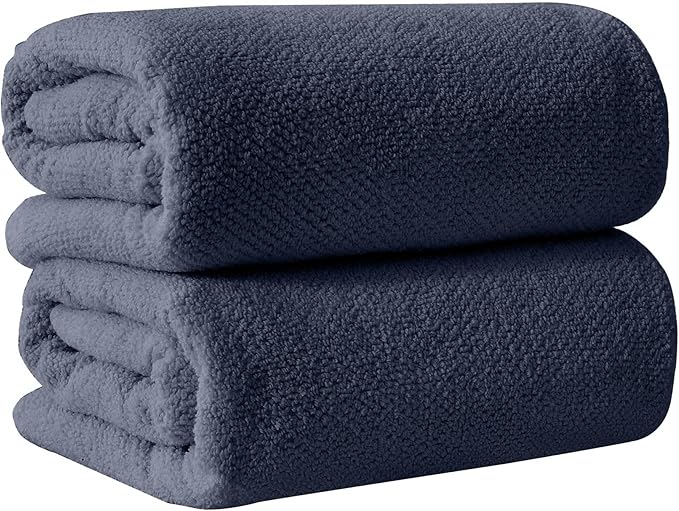 Great Bay Home Stone Blue Bath Sheets - 100% Cotton Oversized 2 Pack 68x35 Extra Large Towel Set - Absorbent, Quick-Drying, Durable Oversized Bath Towel for Bathroom Décor