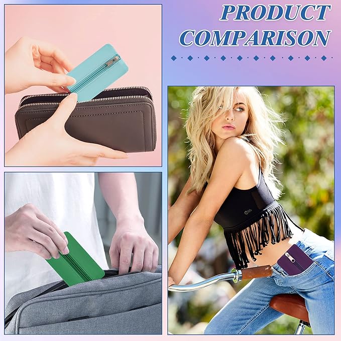 Pocket Tissue Holder, 6 Packs Tissue Holder for Purse, Reusable Travel Tissue Pouch, Fabric Purse Zipper Enclosed Tissue Packs for Coins Tissue Cards Car Travel Office Home, 5.1 x 3.1 Inches
