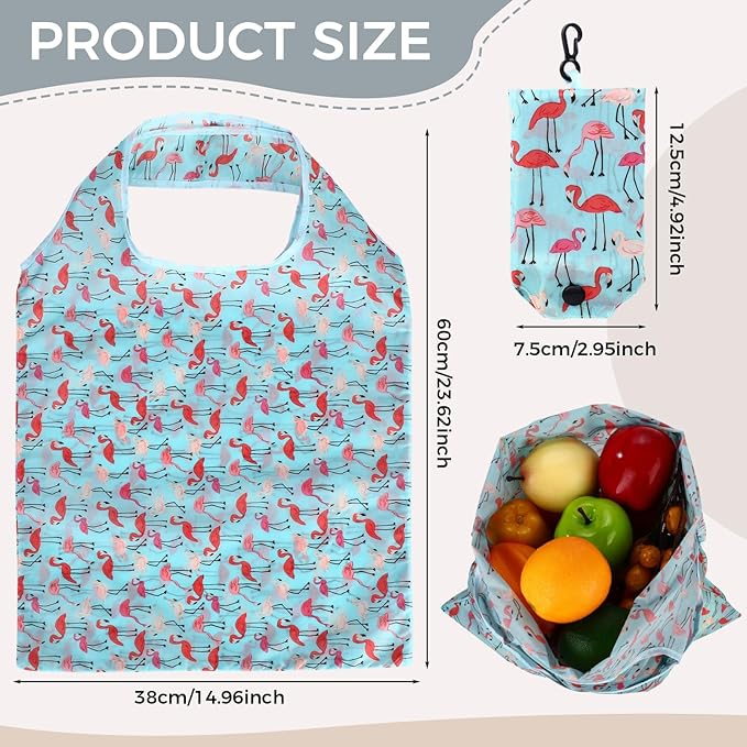 Tanlade 50 Pcs Reusable Grocery Bags Large Foldable Polyester Tote Bag Heavy Duty Washable Shopping Bags with Pouch Attached