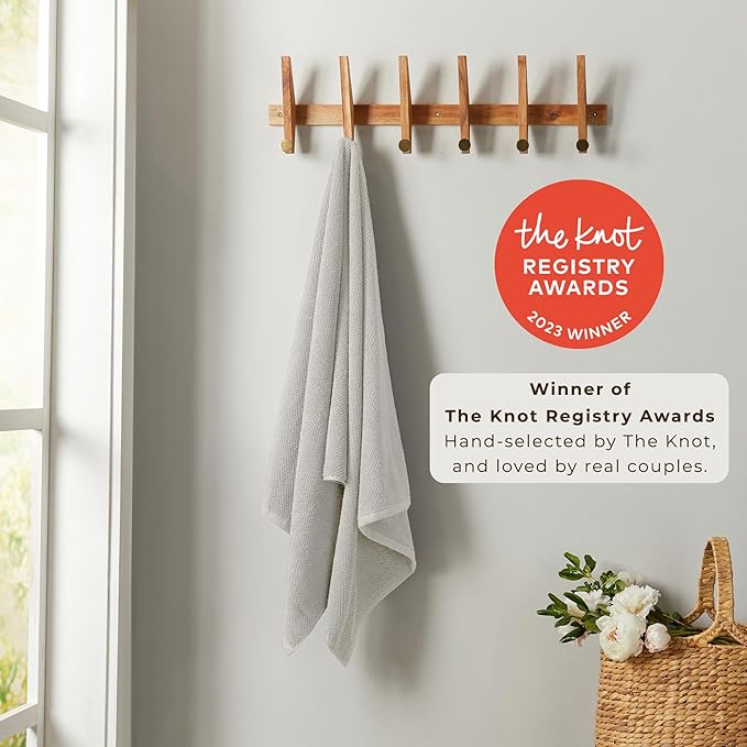 Great Bay Home Grey Washcloth Set – 100% Cotton 12-Pack 13"x13", Absorbent & Quick-Drying, Soft & Durable