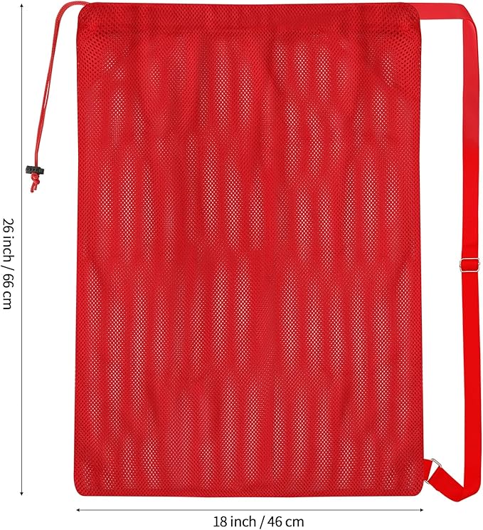 2 Packs Swim Bag Mesh Drawstring Backpack Oversized 18" x 26", Large Mesh Drawstring Backpack for Beach, Swimming, Gym, and Workout Gear (Red)
