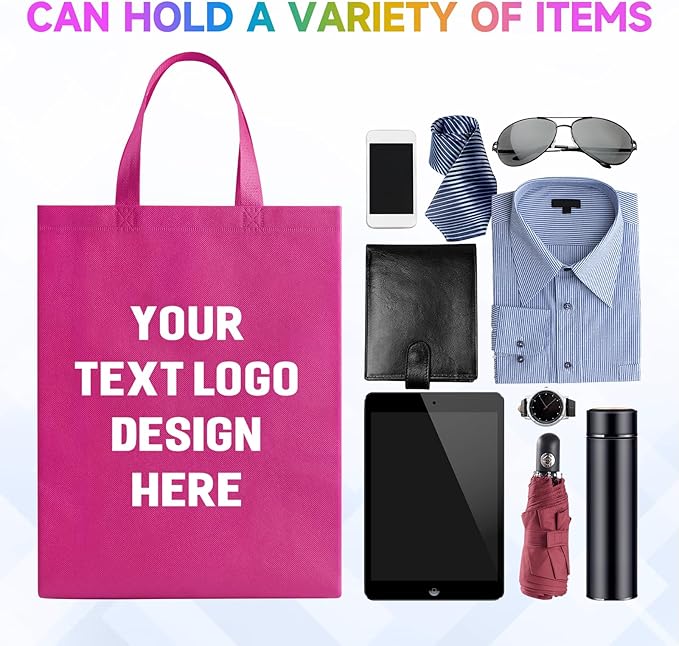 Custom Tote Bags with Your Logo, Personalized Reusable Shopping Bags for Shopping Business
