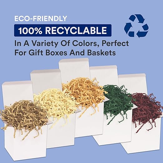BOX USA 10 lb. Green Crinkle Paper Packing, Shipping, and Moving Box Filler Shredded Paper for Box Package, Basket Stuffing, Bag, Gift Wrapping, Holidays, Crafts, and Decoration