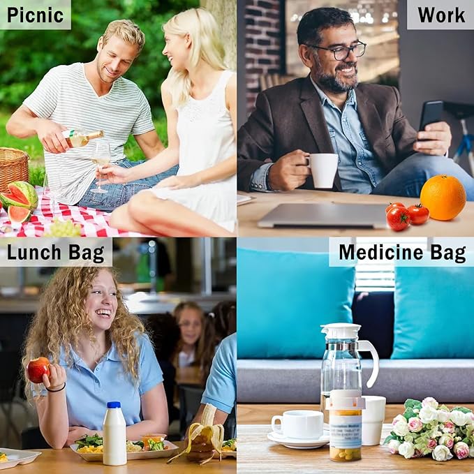 Aosbos Small Insulated Lunch Bag - Compact Lunch Box for Portion Control, Work & Office, Railroad Stripe
