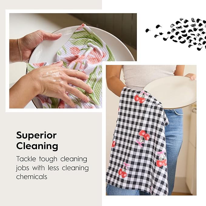 GEOMETRY Spring Kitchen Towels - Quick Dry Microfiber Cloth Spring & Summer Dish Towels for Kitchen Drying - Premium Quick Dry Towel - Soft Flora, 18" x 30" - 2-Pack