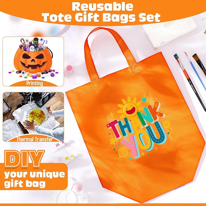 Windyun Reusable Grocery Bags Large Non Woven Shopping Bags with Handles Foldable Portable Tote Bulk, 12.6 x 11.8 x 6.3 Inch