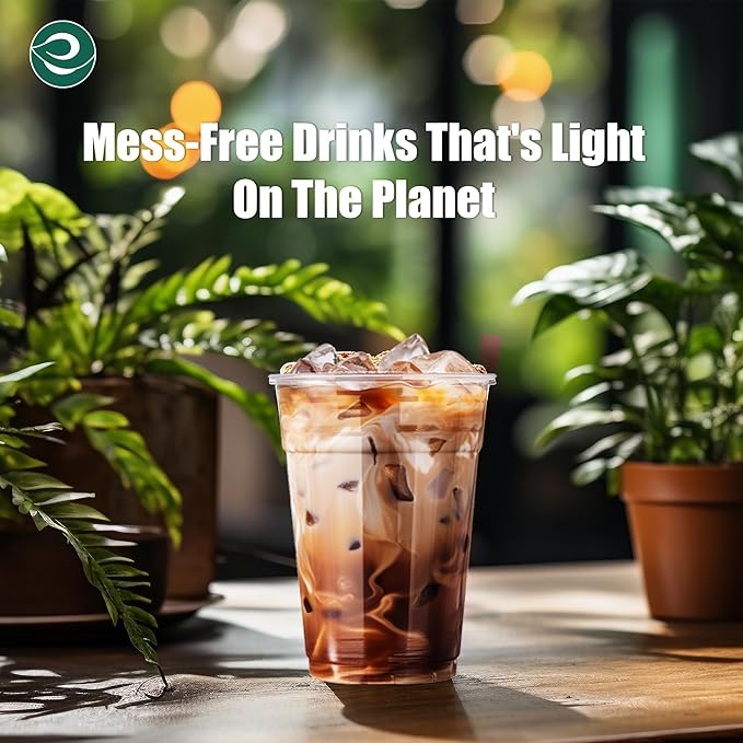 ECO SOUL 100% Compostable, Disposable Party Cups | Eco-friendly Party Cups (50, 16 Fl oz)