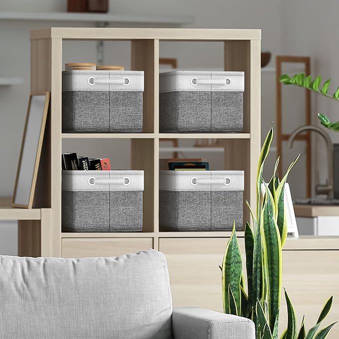 Sorbus Fabric Storage Bins for Shelves - 15 Inch Sturdy Collapsible Storage Bins with 2 Handles, Foldable Baskets for Organizing Home, Closets, Shelf, Toys, Clothes, Large Decorative Storage Baskets