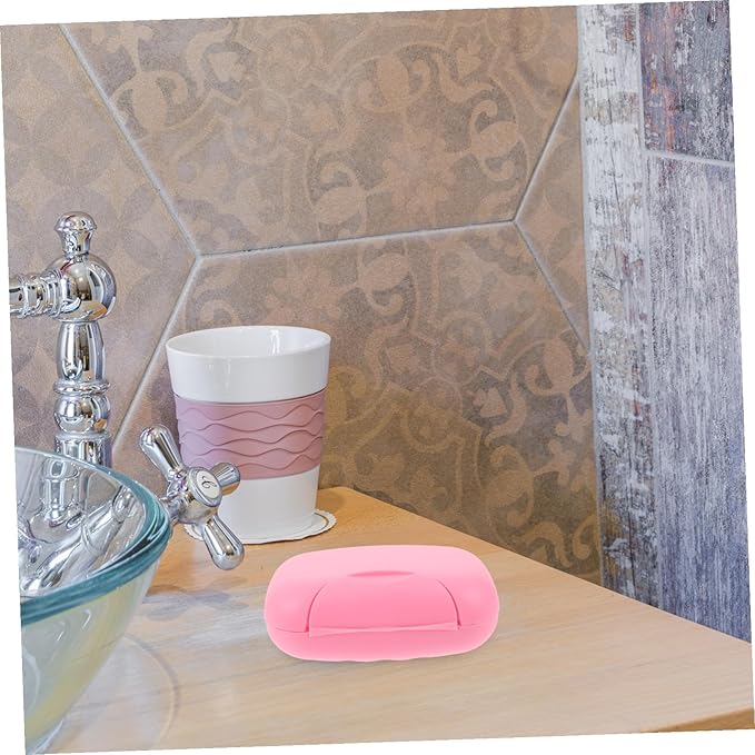 DOITOOL Portable Soap Dish Container Large Pink with Lock Leakproof PP Plastic Travel Soap Case for Camping Hiking Bathroom Organizer