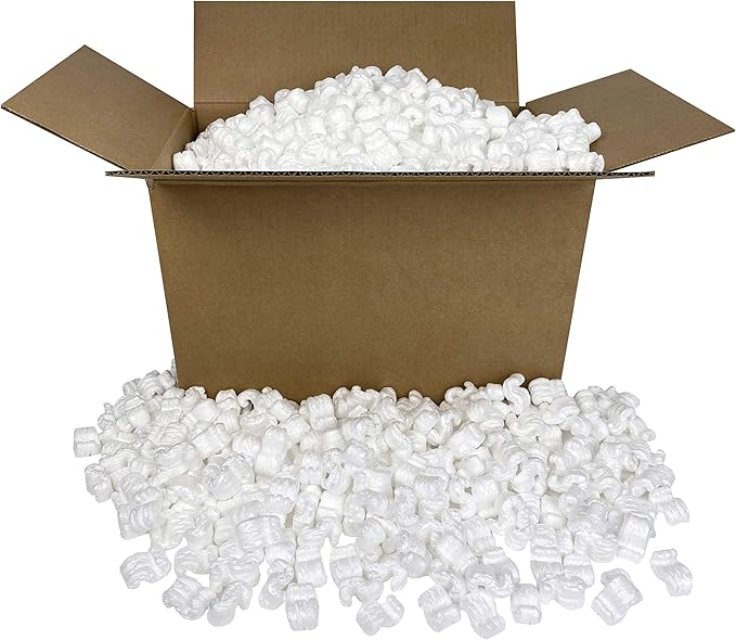 White Packing Peanuts, 7 Cu Ft, Void Filling Regular Packing Peanuts, S Shaped Cushion For Shipping, Moving & Storage, Protect Fragile Items