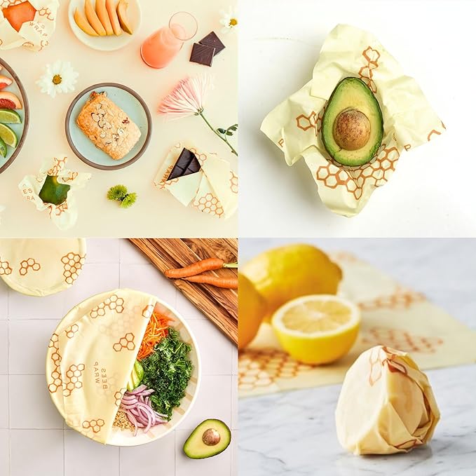 Bee's Wrap Beeswax Wraps for Food - Honeycomb 3 Pack (S, M, L) Made in USA Reusable & Organic Food Wraps