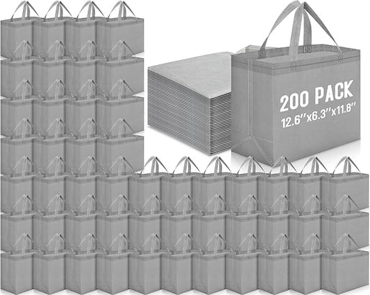 Windyun Reusable Grocery Bags Large Non Woven Shopping Bags with Handles Foldable Portable Tote Bulk, 12.6 x 11.8 x 6.3 Inch