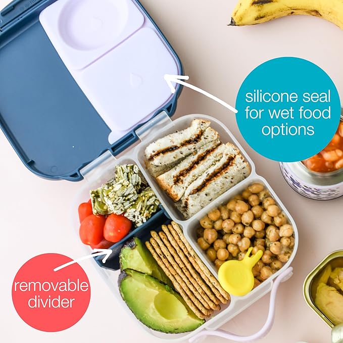 b.box Mini Lunch Box, Bento Box for Kids, Snack Container with 2 Leak Proof Compartments, Reusable Snack Containers with Lids, Kids Lunch Boxes Ages 3+, BPA Free, 4 1/4 Cup Capacity (Spearmint)