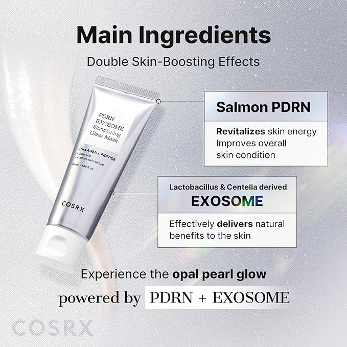 COSRX PDRN Exosome Skinplaning Glaze Mask for Face with Salmon DNA PDRN & Exosome, Overnight Wrapping Mask for Glass Skin, 1.69 fl. Oz, Korean Skin Care