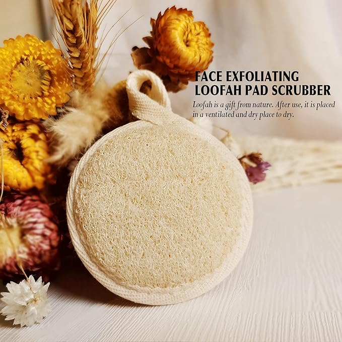 Face Exfoliating Loofah Pad Scrubber, Manual Facial Cleansing and Makeup Remover Brush 6 Pieces, Natural Loofa Sponge Pads Massage Pores and Clean Blackheads Without Hurting The Skin