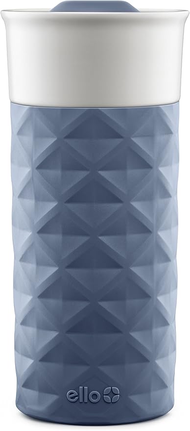 Ello Ogden BPA-Free Ceramic Travel Mug with Lid, Evening Blue, 16 oz