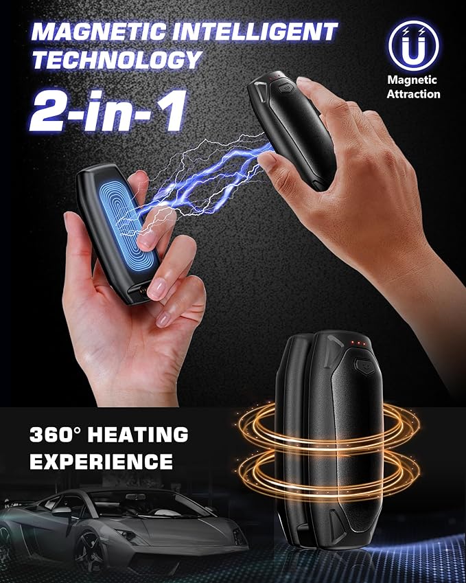 Kesguar Hand Warmers Rechargeable - 2 Pack 14000mAh AI Electric Hand Warmers with Charging Case, Magnetic 2 in 1 Pocket Handwarmers, Portable Heater Gifts for Women/Men/Golf/Camping/Hunting