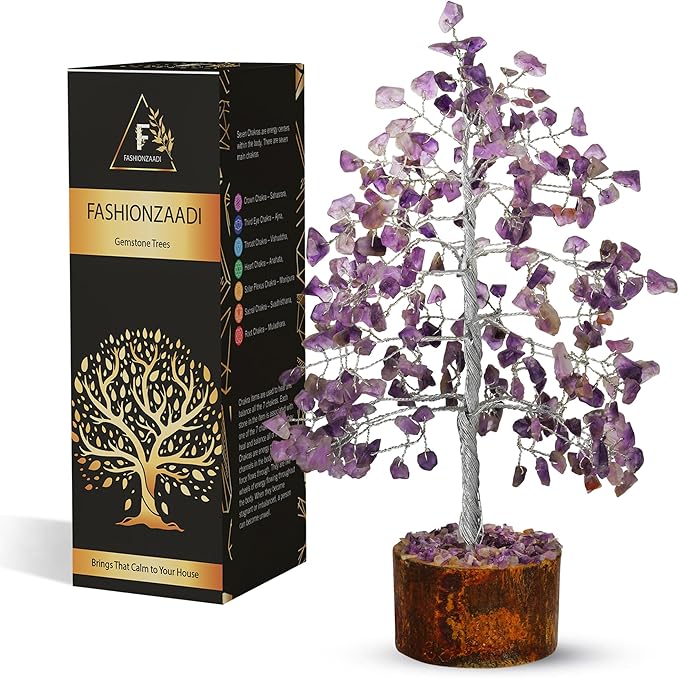 FASHIONZAADI Amethyst Crystals Tree of Life - Stones and Crystals - Bonsai Tree - Good Luck Gifts for Women - Meditation Accessories - Chakra Stones Decor