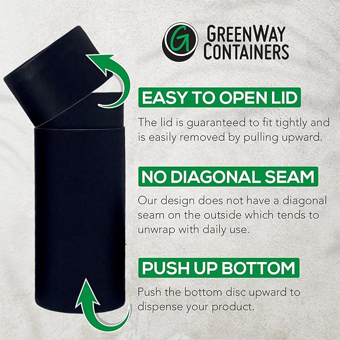 GreenWay 2.5oz / 70g Kraft Paperboard Deodorant Tubes With Lids - 12 Pack Solid Perfume Refillable DIY Cosmetic Containers - Lotion Empty Holder Tubes - Brown