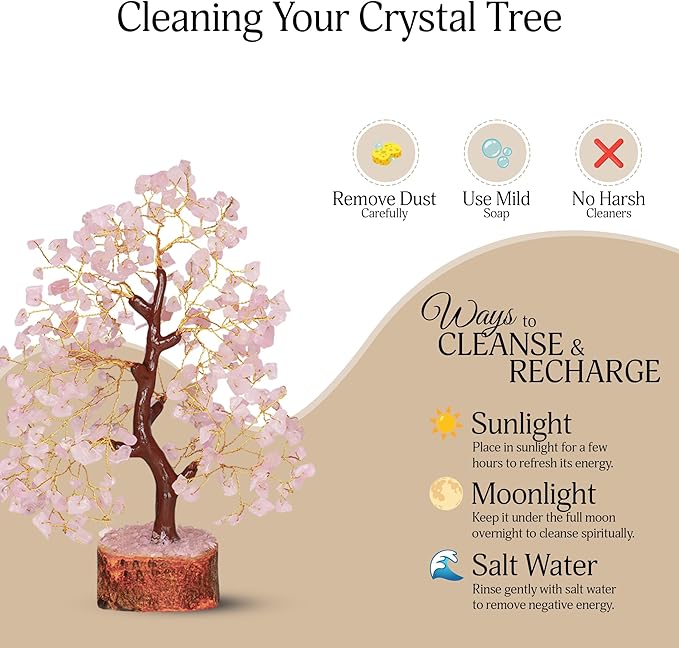 YATSKIA Rose Quartz Tree - Quartz Crystal Tree for Positive Energy - Birthday Gifts for Women - Feng Shui Decor - Gemstone Home Decor - Pink Desk Accessories