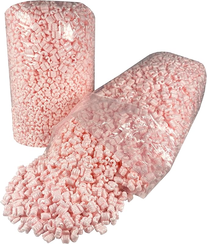 Pink Packing Peanuts, 7 Cubic Feet, Anti-Static Loose Fill Packing Peanut, S-Shaped Pink Anti-Static Packing Peanut Popcorn, Protect Your Goods, Small Business Packaging Supplies