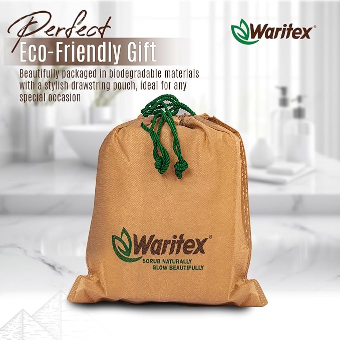 Waritex Egyptian Loofah Exfoliating Body Scrubber with Hand Strap, Oval Shower Pads Made from Natural Egyptian Loofah Fibers, Gentle Cleansing for Face and Body, for Men and Women 2 Count (1 Pack)