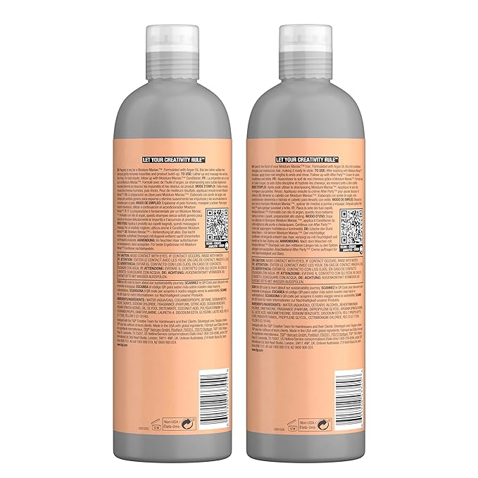TIGI Bed Head Sulfate Free Shampoo and Conditioner Set for Dry Hair, Moisture Maniac Hair Care with Argan Oil, 25.36 fl oz, 2 Pack