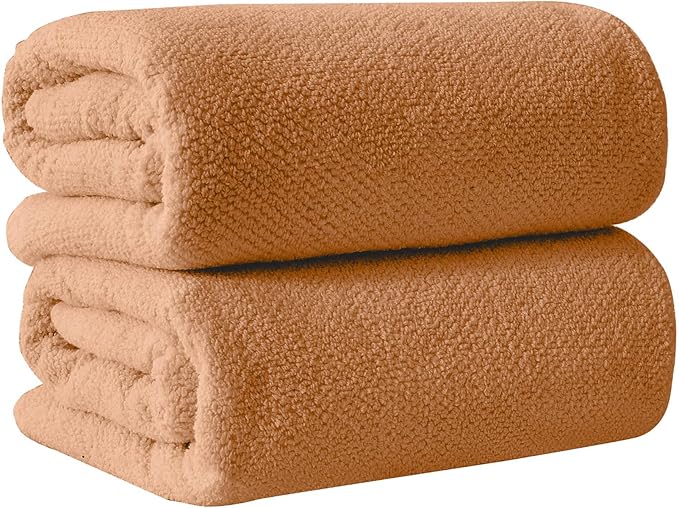 Great Bay Home Orange Bath Sheets - 100% Cotton Oversized 2 Pack 68x35 Extra Large Towel Set - Absorbent, Quick-Drying, Durable Oversized Bath Towel for Bathroom Décor