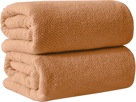 Great Bay Home Orange Bath Sheets - 100% Cotton Oversized 2 Pack 68x35 Extra Large Towel Set - Absorbent, Quick-Drying, Durable Oversized Bath Towel for Bathroom Décor