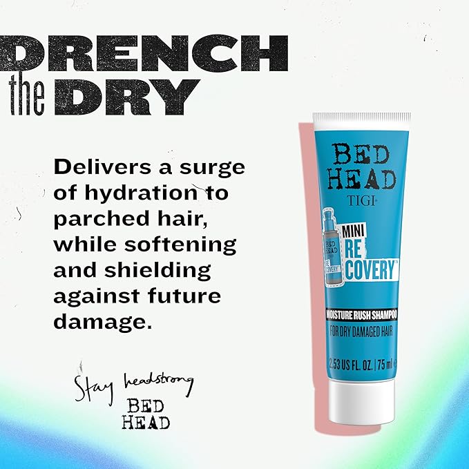 TIGI Bed Head Recovery Shampoo, Travel Mini, 2.53 fl oz (Pack of 2)