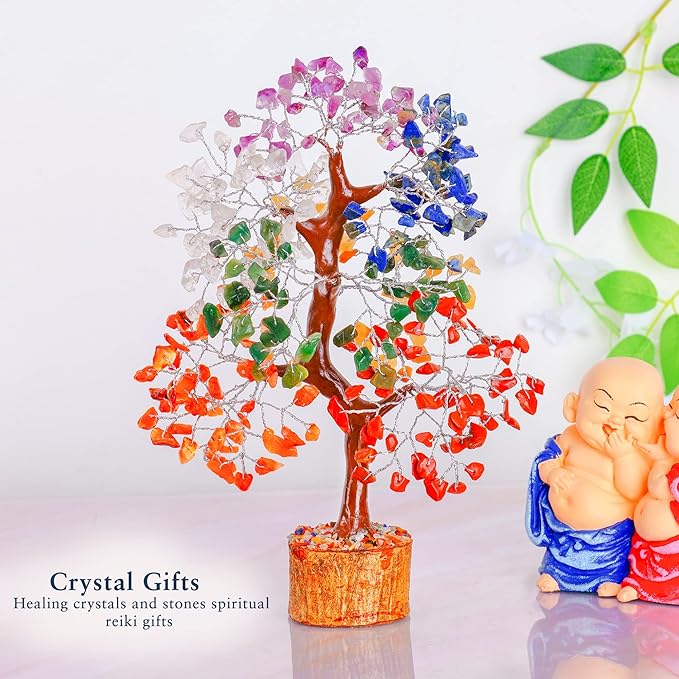 Seven Chakra Crystal Tree for Positive Energy - Feng Shui Tree of Life Decor - Good Luck Gifts - Crystals and Stones - Spiritual Items - Housewarming Gifts for Women