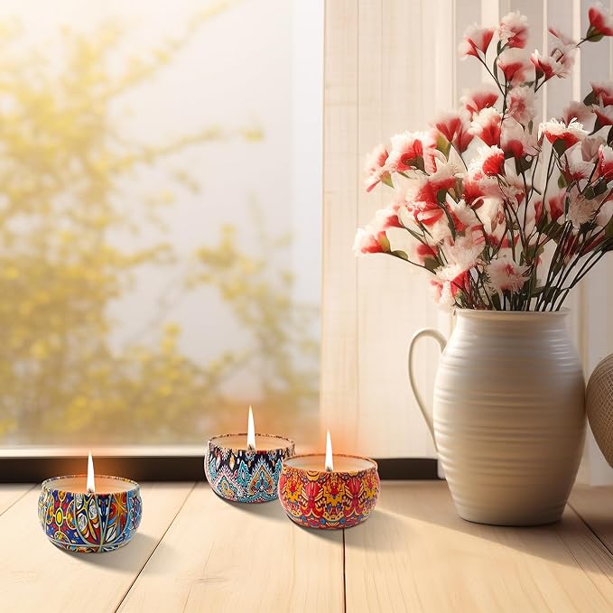 Scented Candle Gift Set,9-Pack Aromatherapy Soy Candles,No Toxic Mini Tealights with Floral Scents for Stress Relief & Relaxation,Thanksgiving Hostess Gift for Women,Birthday & Mother's Day Present