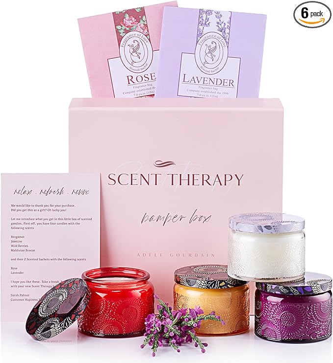 Aromatherapy Candle Set, 6-Piece Multicolor – Stress-Relief Scented Candles for Women, Spa Votives for Bath, Relaxation & Holiday Gift Christmas