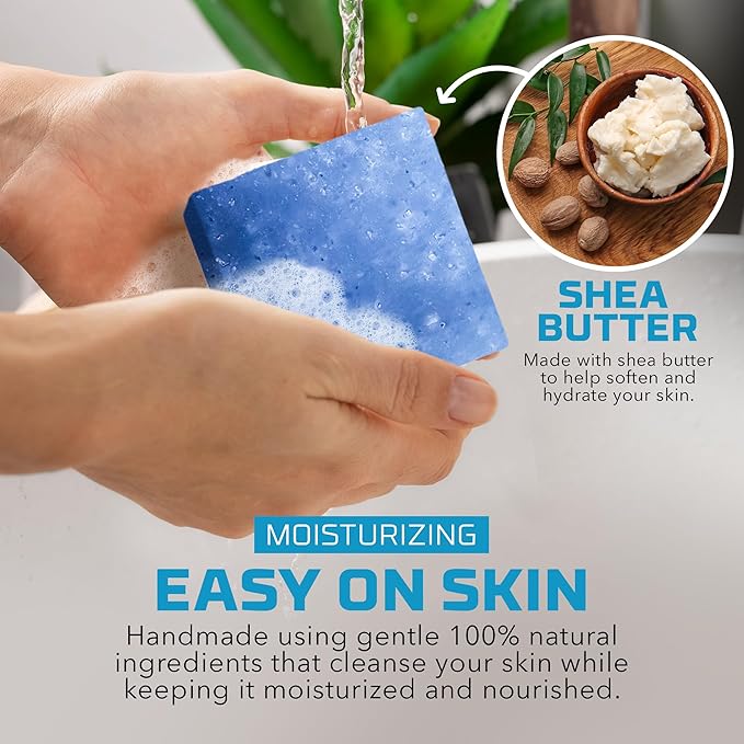 Natural Bar Soap for Men - Vegan Bath Soap Bars Gift Set - Handmade Cold Process Soap w/Essential Oil, Cool Spring Scent (4 Pack)