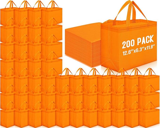 Windyun Reusable Grocery Bags Large Non Woven Shopping Bags with Handles Foldable Portable Tote Bulk, 12.6 x 11.8 x 6.3 Inch