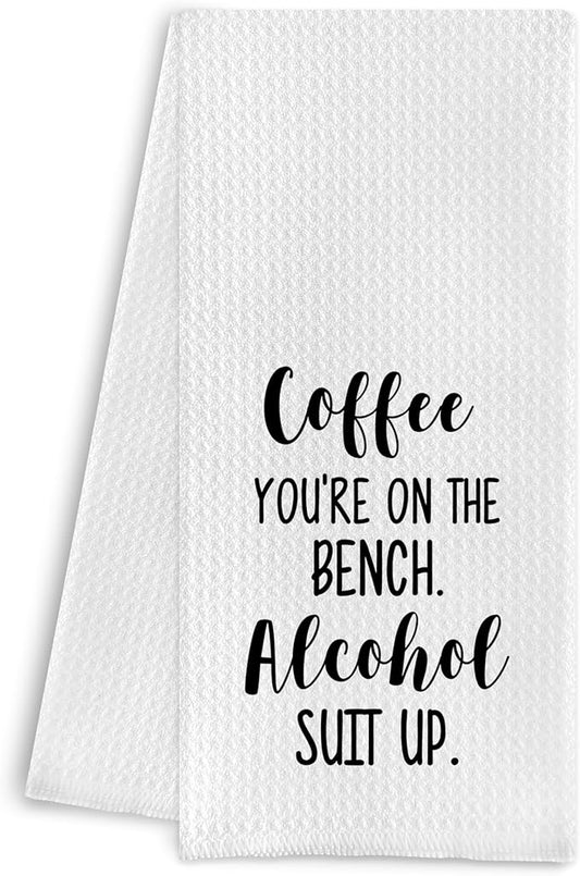 Coffee Kitchen Dish Towels - Sarcastic Coffee Bar Towels, 16 X 24 Inches (Chenille)