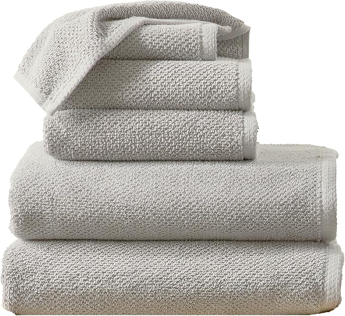 Great Bay Home Grey Bath Towel Set – 100% Cotton 6-Piece Set, Absorbent & Quick-Drying, Soft & Durable