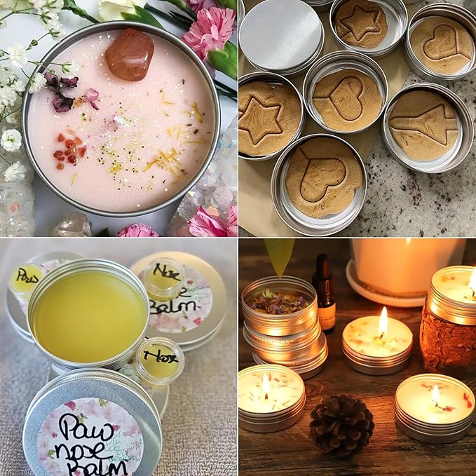4pcs 250ml Round Lip Balm Tin Cans, 250 Gram Aluminum Tins Gold Cosmetic Sample Containers with Screw Lid, 250g Metal Empty Storage Travel Jars for Salves, Lip Balms, Face Cream, Candle, Tea