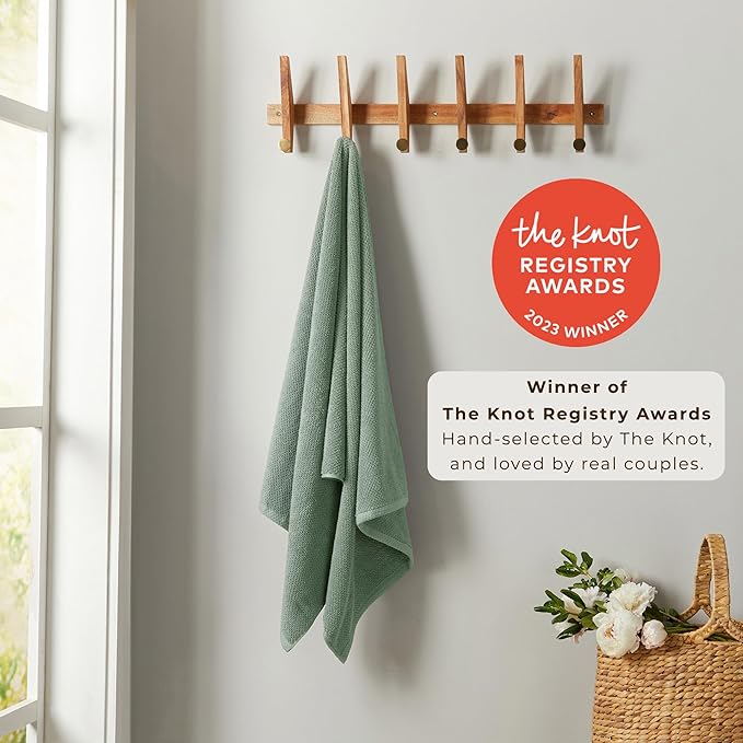 Great Bay Home Green Hand Towel Set – 100% Cotton 6-Pack 26"x16", Absorbent & Quick-Drying, Soft & Durable
